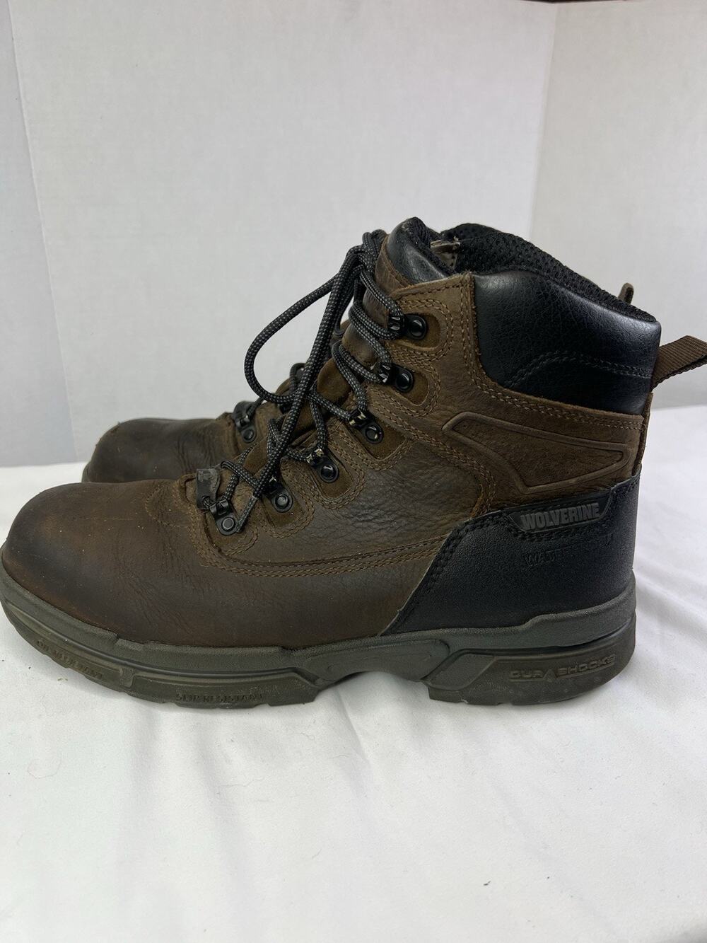 Wolverine Men’s Dura Shock Waterproof Steel Toe Brown Boots Sz 11.5 Slip Resist